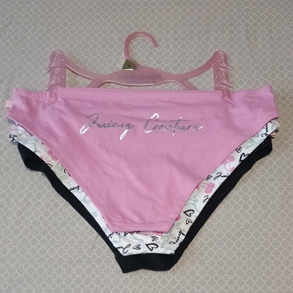 Juicy Couture Pink, White, and Black Panties Set